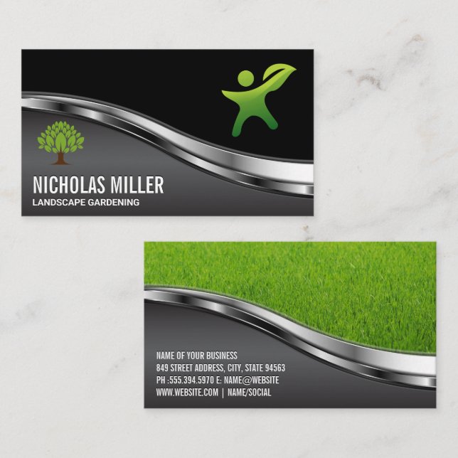 Tarjeta De Visita Logo de Nature Person Gardening (Anverso / Reverso)