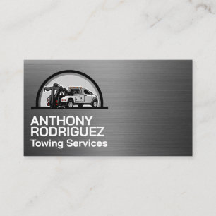 Tarjeta De Visita Logo de negocio de remolque Metallic Brushed