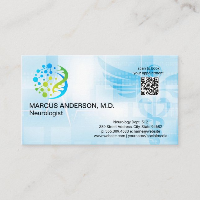 Tarjeta De Visita Logo de neurología | Antecedentes médicos (Anverso)