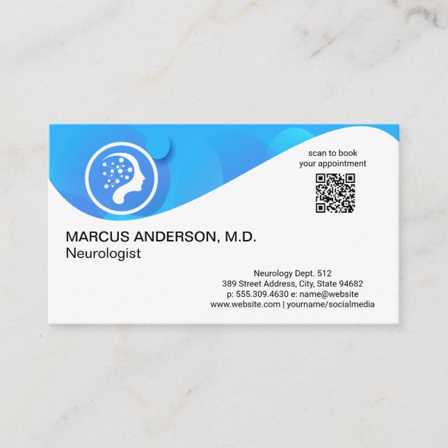 Tarjeta De Visita Logo de neurología | Personalizado de código QR (Anverso)