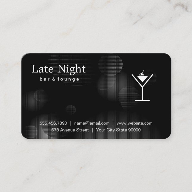 Tarjeta De Visita Logo de Night Glow Martini (Anverso)