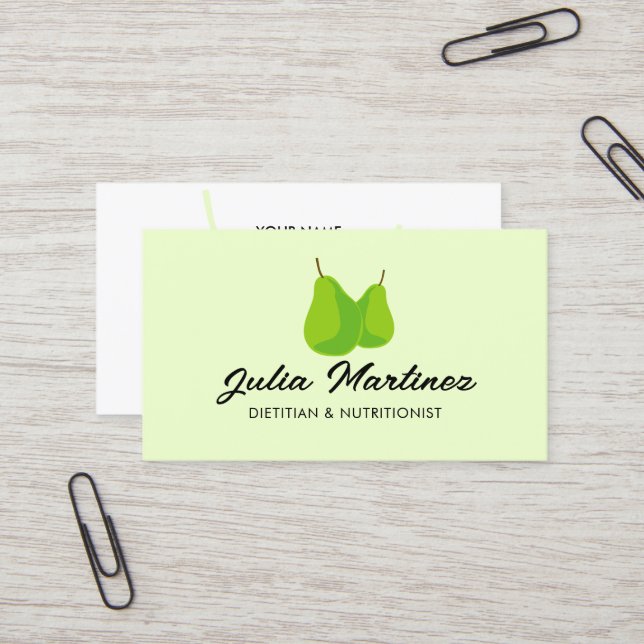Tarjeta De Visita Logo de nutricionistas dietistas de la fruta verde (Anverso/Reverso In Situ)