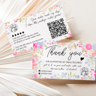 Tarjeta De Visita Logo de orden de escritura floral moderna gracias 