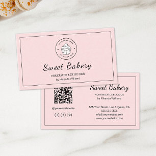 Tarjeta De Visita Logo de panadería moderna QR Iconos de medios soci
