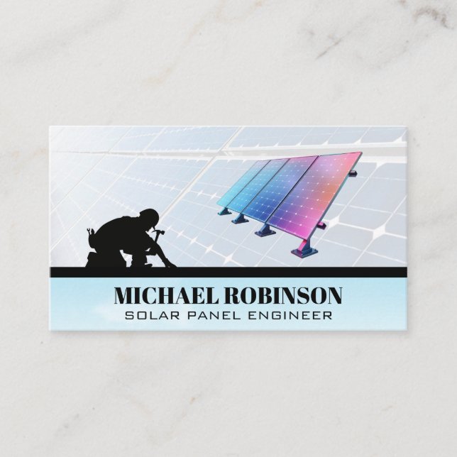 Tarjeta De Visita Logo de paneles solares | Técnico de Energía (Anverso)