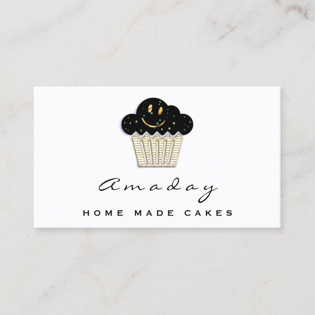 Tarjeta De Visita Logo de pastelería casera Muffin Sonría de oro (Anverso)