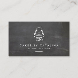 Tarjeta De Visita Logo de pastelito vintage en panadería de Chalkboa