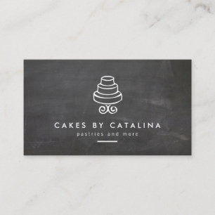 Tarjeta De Visita Logo de pastelito vintage en panadería de Chalkboa