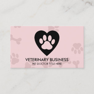 Tarjeta De Visita Logo de pata en corazón Servicio de aseo y cuidado