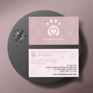 Tarjeta De Visita Logo de Pata Impreso Cuidado de Mascotas Paseador 