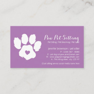 Tarjeta De Visita Logo de perro morado corazón pata