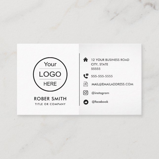 Tarjeta De Visita Logo de personalizado con iconos en los medios soc (Anverso)