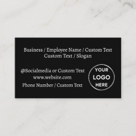 Tarjeta De Visita Logo de Personalizado negro Textos Negocio Minimal