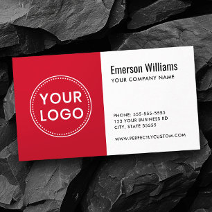 Tarjeta De Visita Logo de personalizado rojo blanco minimalista mode