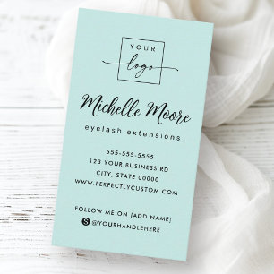 Tarjeta De Visita Logo de personalizado vertical azul claro aqua
