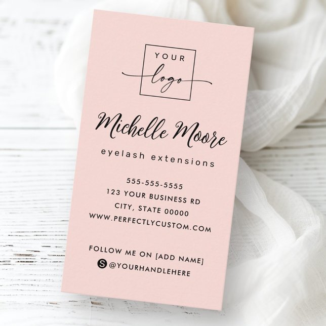 Tarjeta De Visita Logo de personalizado vertical rosa Rubor (Blush pink vertical custom logo business card)