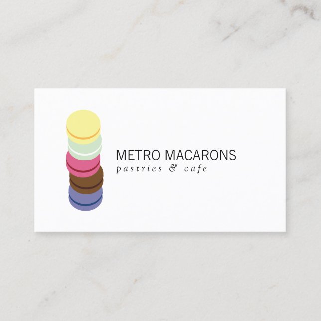 Tarjeta De Visita LOGO DE PIEDRA DE MACARON FRANCÉS para panadería,  (Anverso)