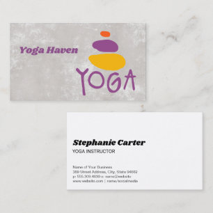 Tarjeta De Visita Logo de piedras apiladas de yoga   Bienestar Salud
