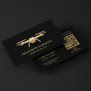 Tarjeta De Visita Logo de piloto de dron aéreo moderno negro