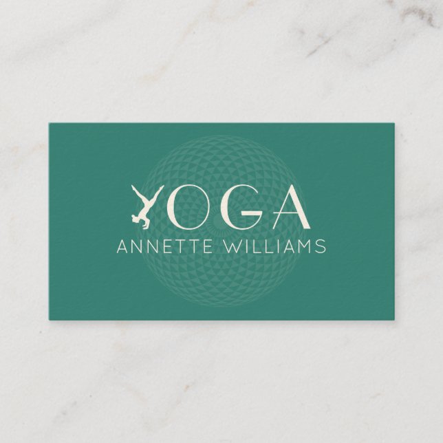 Tarjeta De Visita Logo de posición de yoga verde (Anverso)