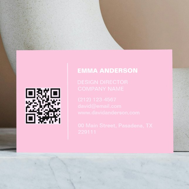 Tarjeta De Visita Logo de Professional Business Negrita Código Qr ro (Zazzle Professional Business logo Bold Pink Qr Code  Business Card (Back))