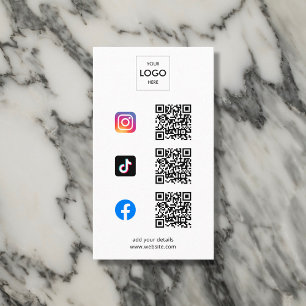 Tarjeta De Visita Logo de promoción de marca de código QR en medios 