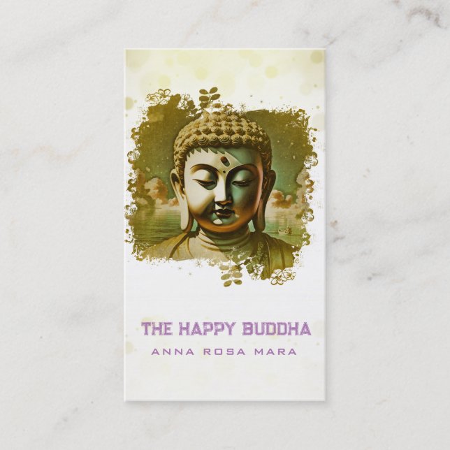 Tarjeta De Visita *~* Logo de QR Copper Artsy Buddha AP33 QR (Anverso)
