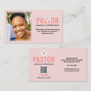 Tarjeta De Visita Logo de QR de Foto Moderna Pastora de la Iglesia R