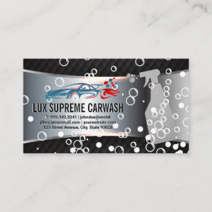 Tarjeta De Visita Logo de Race Car   Soap Bubbles   Lavado de coches