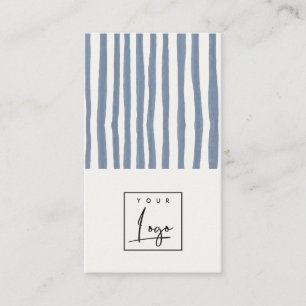 Tarjeta De Visita Logo de rayas dibujadas a mano con acuarela azul b