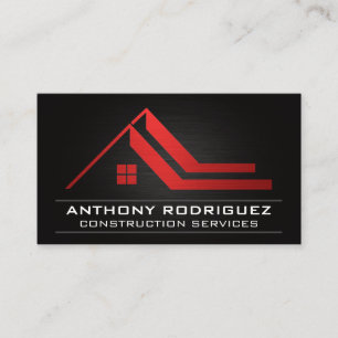 Tarjeta De Visita Logo de Red Roof Real Estate   Fondo negro