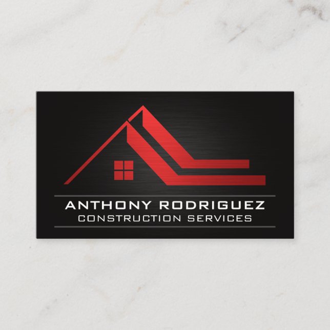 Tarjeta De Visita Logo de Red Roof Real Estate | Fondo negro (Anverso)