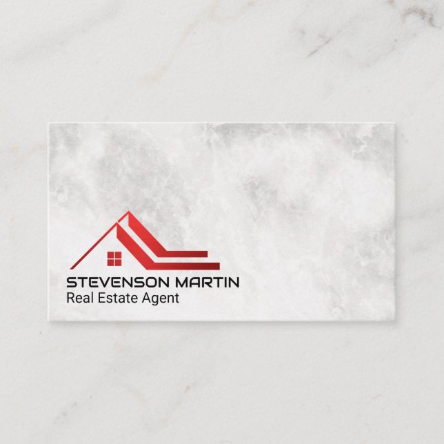 Tarjeta De Visita Logo de Red Roof Real Estate | Mármol (Anverso)
