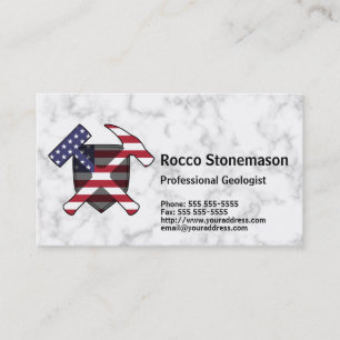 Tarjeta De Visita Logo de Rock Hammer del geólogo con bandera de los