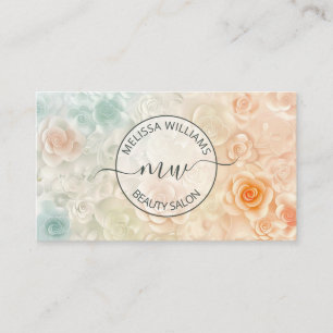 Tarjeta De Visita Logo de Rosas Pastel 3D