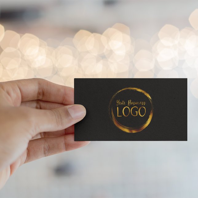 Tarjeta De Visita Logo de Round Business en promoción en negro (Create your own black background logo business cards.)