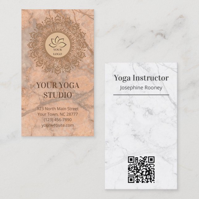 Tarjeta De Visita Logo de Rubor de Henna Mandala Marble Bonito (Anverso / Reverso)