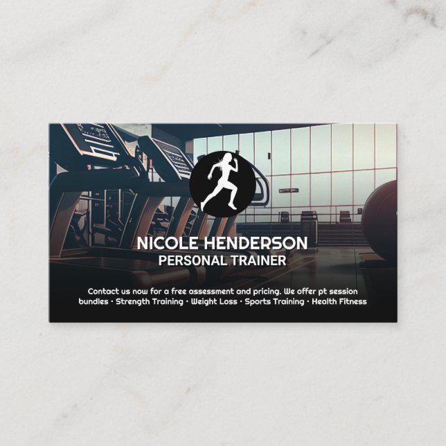 Tarjeta De Visita Logo de Runner | Treadmill | Gimnasio moderno (Anverso)