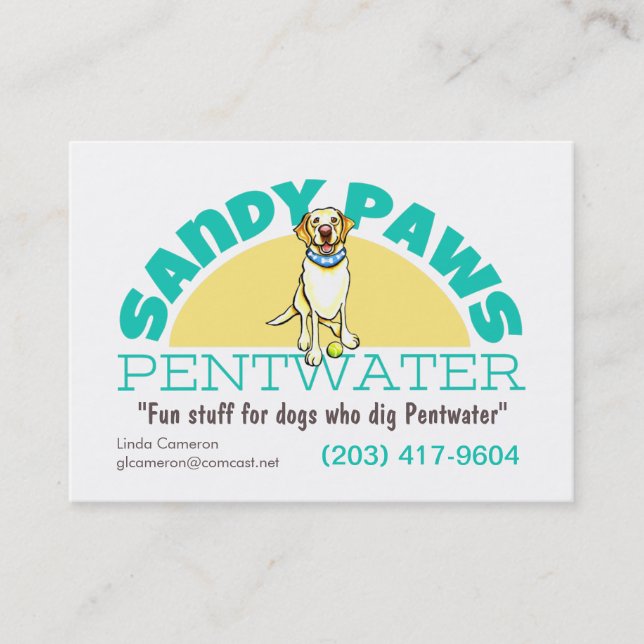 Tarjeta De Visita Logo de Sandy Paws Mascota (Anverso)