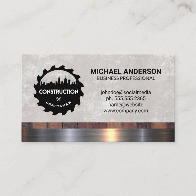 Tarjeta De Visita Logo de Saw Hammer | Generador (Anverso)