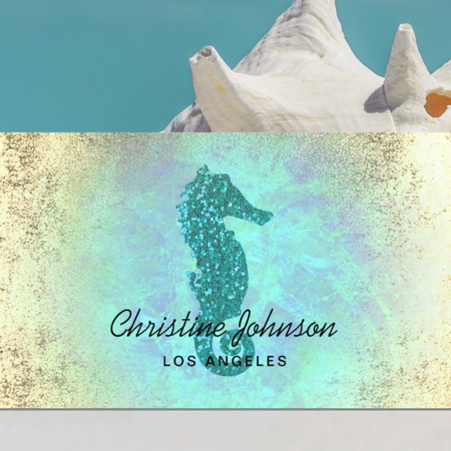 Tarjeta De Visita logo de seahorse faux purpurina (Subido por el creador)