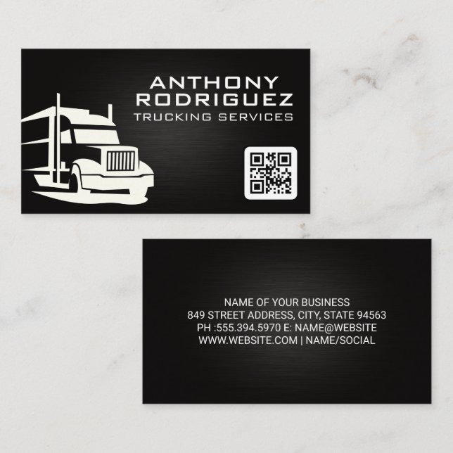 Tarjeta De Visita Logo de Semi Truck | Camión | código Qr (Anverso / Reverso)