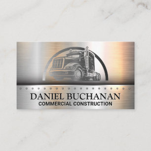 Tarjeta De Visita Logo de Semi Truck   Cepillado metálico
