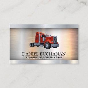 Tarjeta De Visita Logo de Semi Truck   Fondo metálico