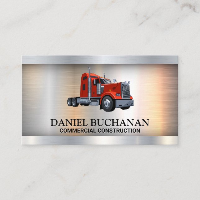 Tarjeta De Visita Logo de Semi Truck | Fondo metálico (Anverso)