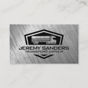 Tarjeta De Visita Logo de Semi Truck   Fondo metálico gastado