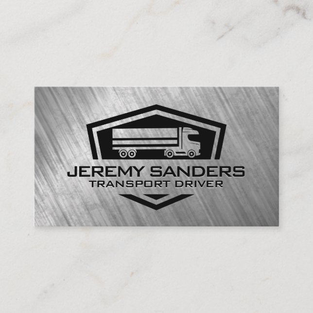 Tarjeta De Visita Logo de Semi Truck | Fondo metálico gastado (Anverso)