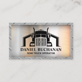 Tarjeta De Visita Logo de Semi Truck | Fondo Metalizado del acero