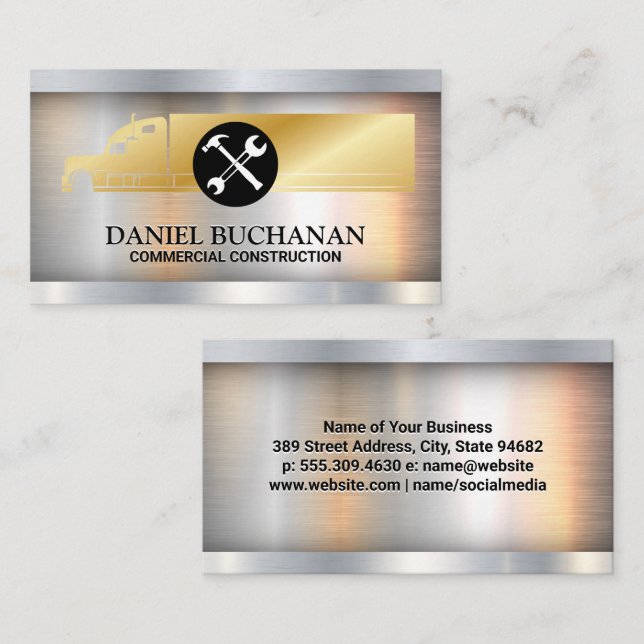 Tarjeta De Visita Logo de Semi Truck | Herramientas de construcción (Anverso / Reverso)