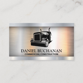 Tarjeta De Visita Logo de Semi Truck | Metálico